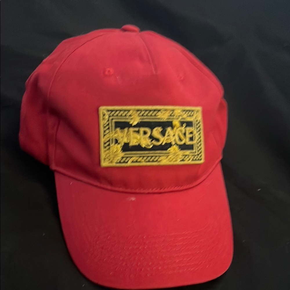 Versace Red Cap with Gold Emblem